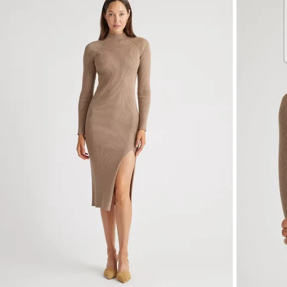 Quince Tan Long Sleeve Knit Dress - Picture 4 of 4